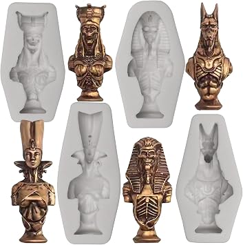 Egyptian Ancient Deities Silicone Molds,Anubis Pharaoh Resin Molds, 4-Pack