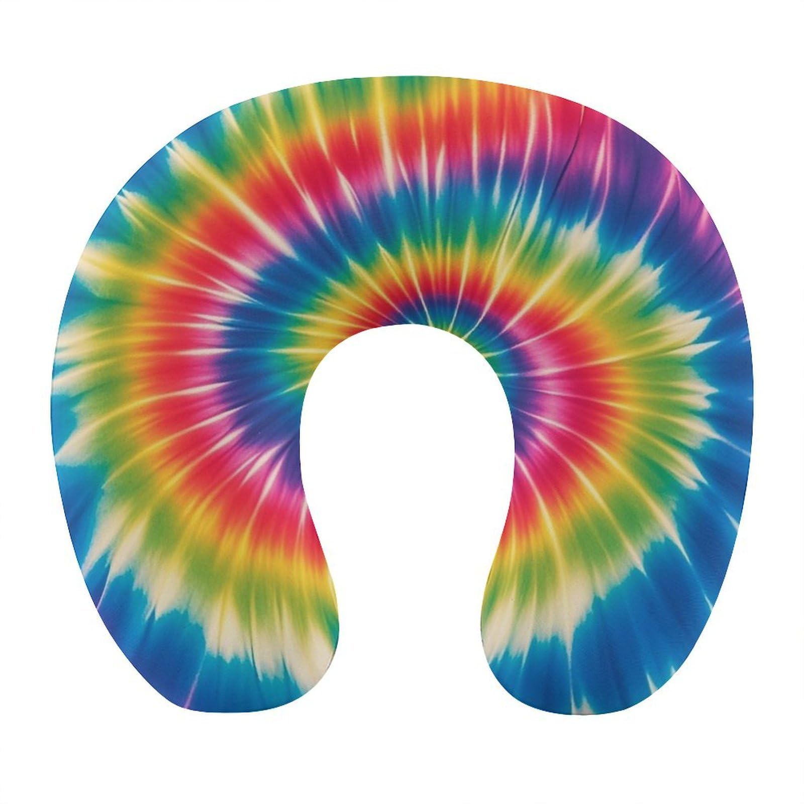 FekiLoot Tie Dye Rainbow Travel Pillow U Shaped Neck Pillow Comfortable Memory Foam Pillow Portable Soft Headrest Lightweight Neck and Head Support for Planes Trains Self-Driving Cars