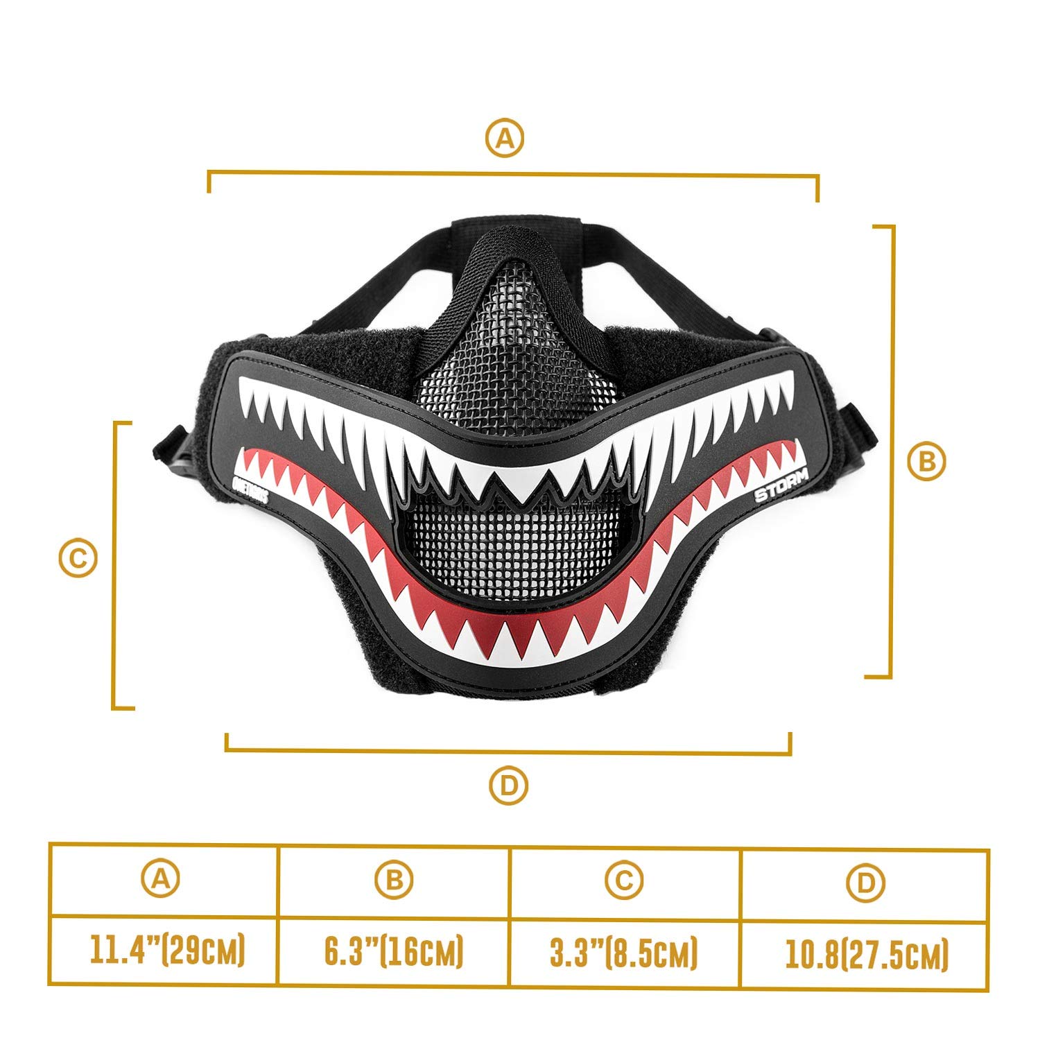 OneTigris X Storm Maschera Tattica a metà Viso con Rete di Protezione per Softair e Paintball, Pieghevole Regolabile con Cinghia Elastica, Lower Face Mask