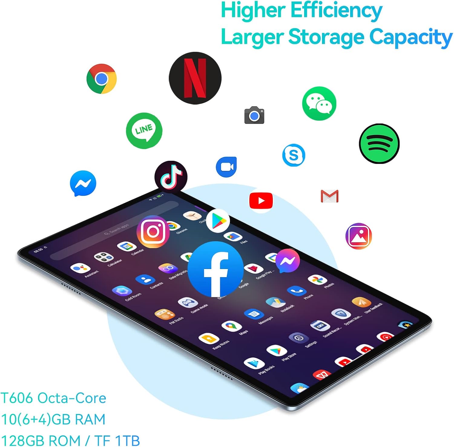 Blackview Android 12 Tablet, 10GB RAM 128GB ROM 1TB Expand 10 inch Tablet Tab 7 Pro, Octa-Core FHD 1920 * 1200 IPS Display 13MP Dual Camera Dual Band 5G WiFi Tablet Android, 6580mAh GPS Tablets, Blue
