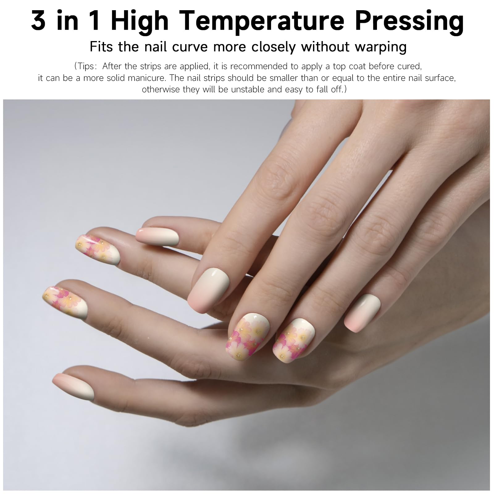 Semi Cured Gel Nail Strips, 28 pcs Gel Nail Strips Work with Any UV Lamp, Long Lasting UV Polish Stickers Wraps - Image 4