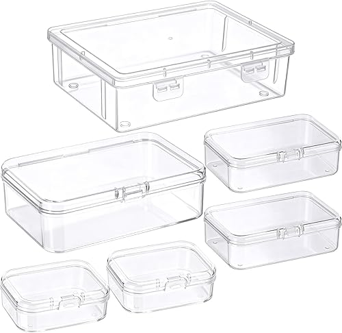 Miniatura 33 de 6 cajas de almacenamiento de cuentas transparentes de plástico para coleccionar objetos pequeños, cuentas, joyas, tarjetas de visita, piezas