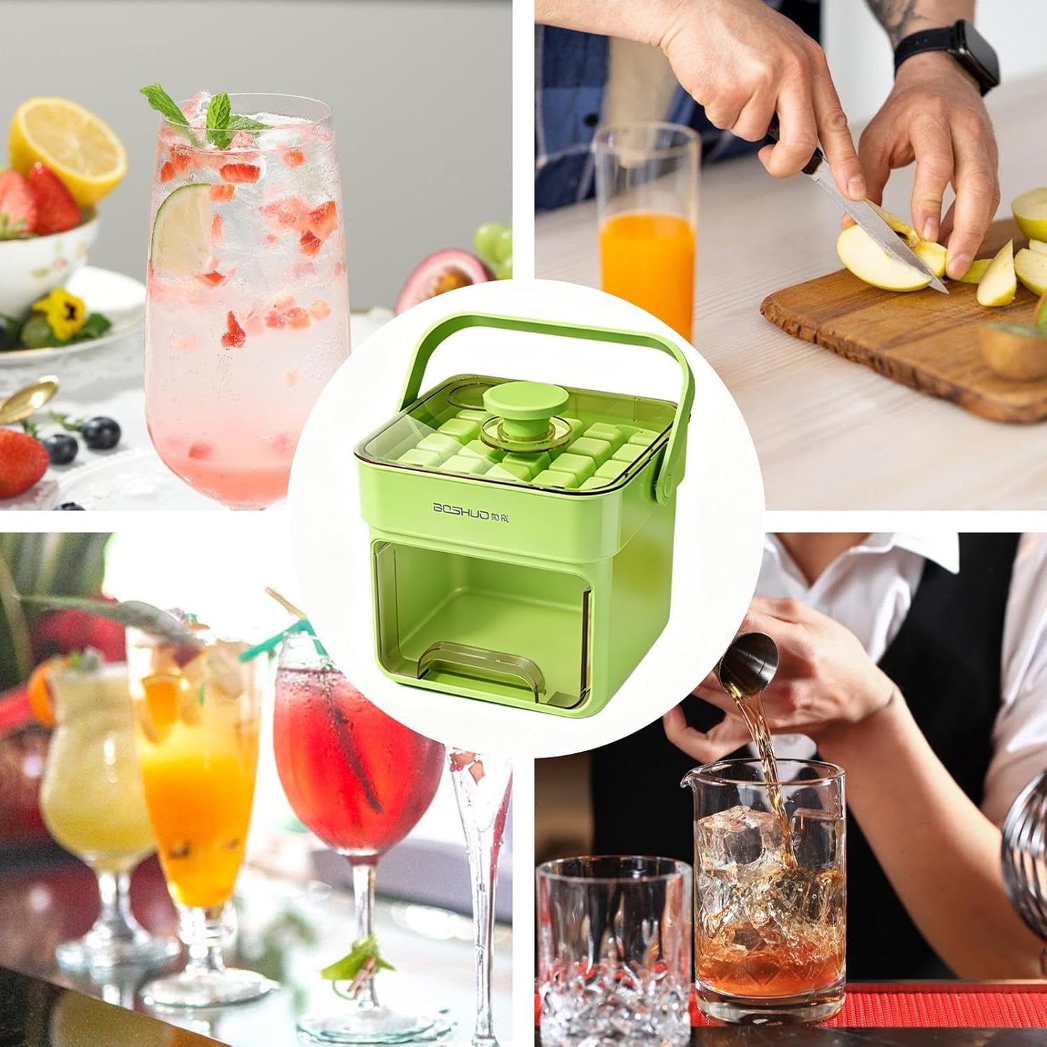 Tray | With Lid and Stackable Container Easy Release Reusable 48 Cavity | Pressed Type Food Ice Molds - For Whisky Cocktail Beer Cool Drinks Coffee