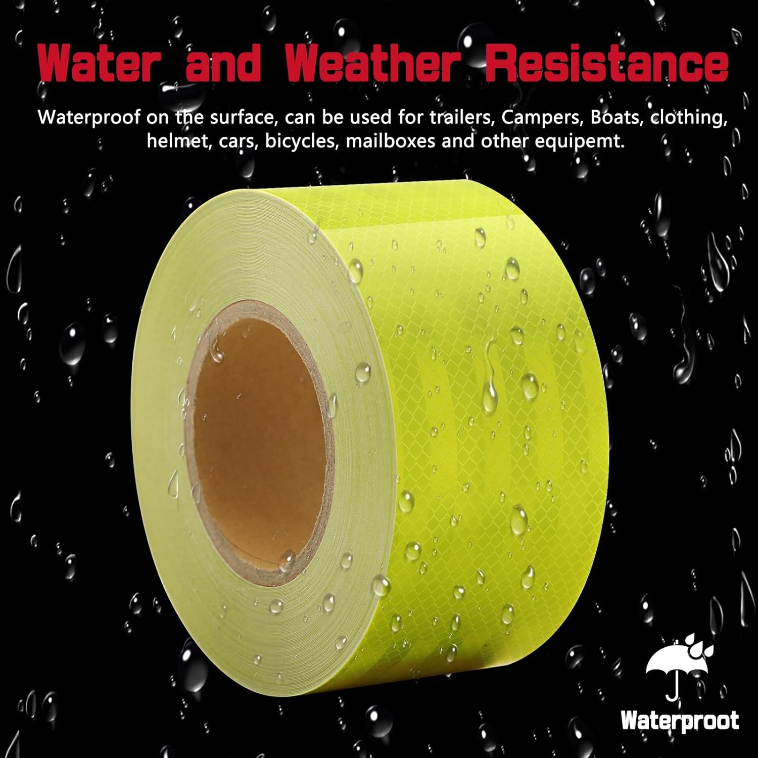 100ft Reflective Tape, Waterproof High Visibility Warning Safety Adhesive Tape Outdoor Reflective-Stickers, Safety Reflective Strip (3 in, Fluorescent Yellow)