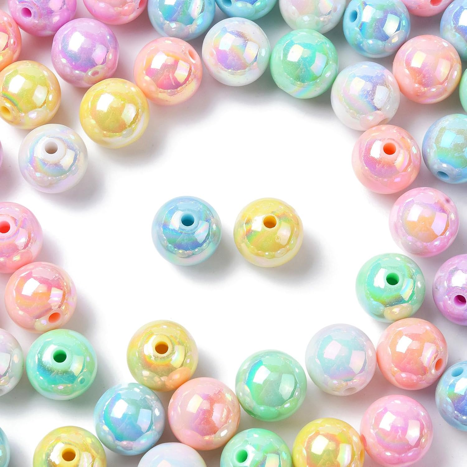 KitBeads 100pcs 16mm Bubblegum Beads AB Color Plated Chunky Acrylic Round Ball Beads for Jewelry Making Bulk