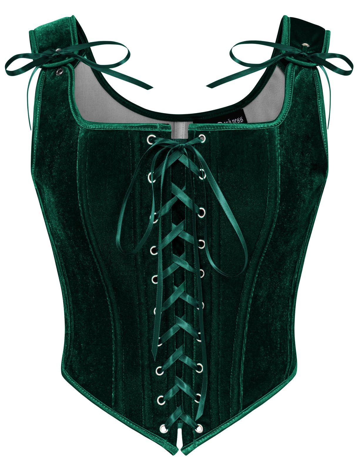 SCARLET DARKNESS Damen Renaissance Korsett Vintage Lace Up Festlich Samt Bustier