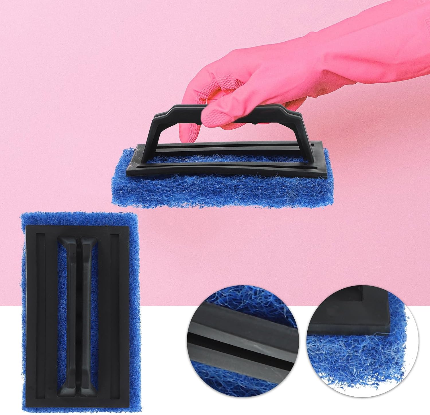 Artibetter 3pcs Blue Screen Printing Scrub Pads Handle, Ink Remover Brushes for Silk Screen Cleaning, Sturdy Accessories for Printmaking Supplies