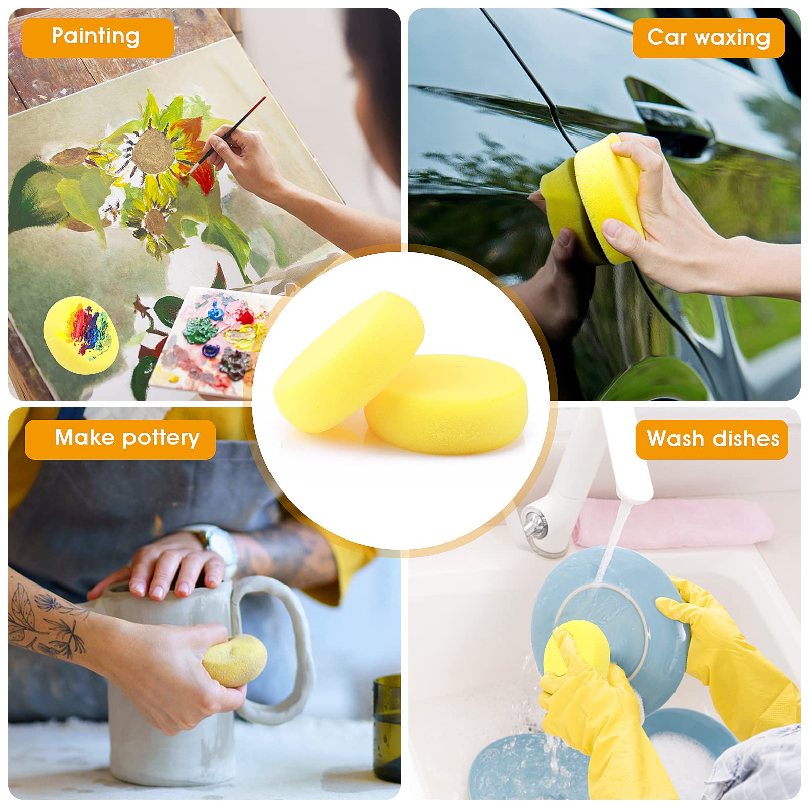 6 Spugne Rotonde Per Pittura - Diametro 7.6 Cm, Per Acquerello, Ceramica E Face Painting - Foto 11