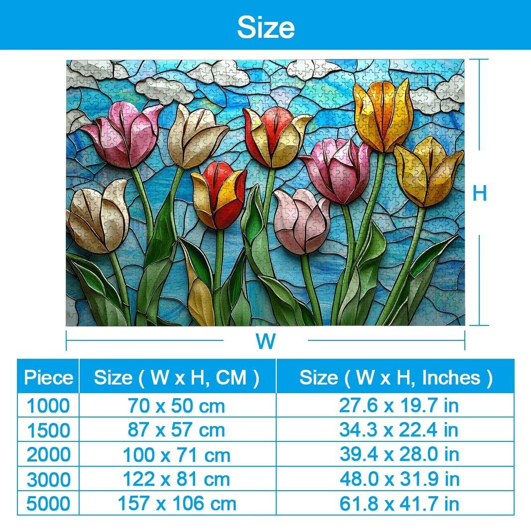 Puzzle 2000 Piezas, Puzzle Tulipán de Madera para Adultos, Regalos -2636