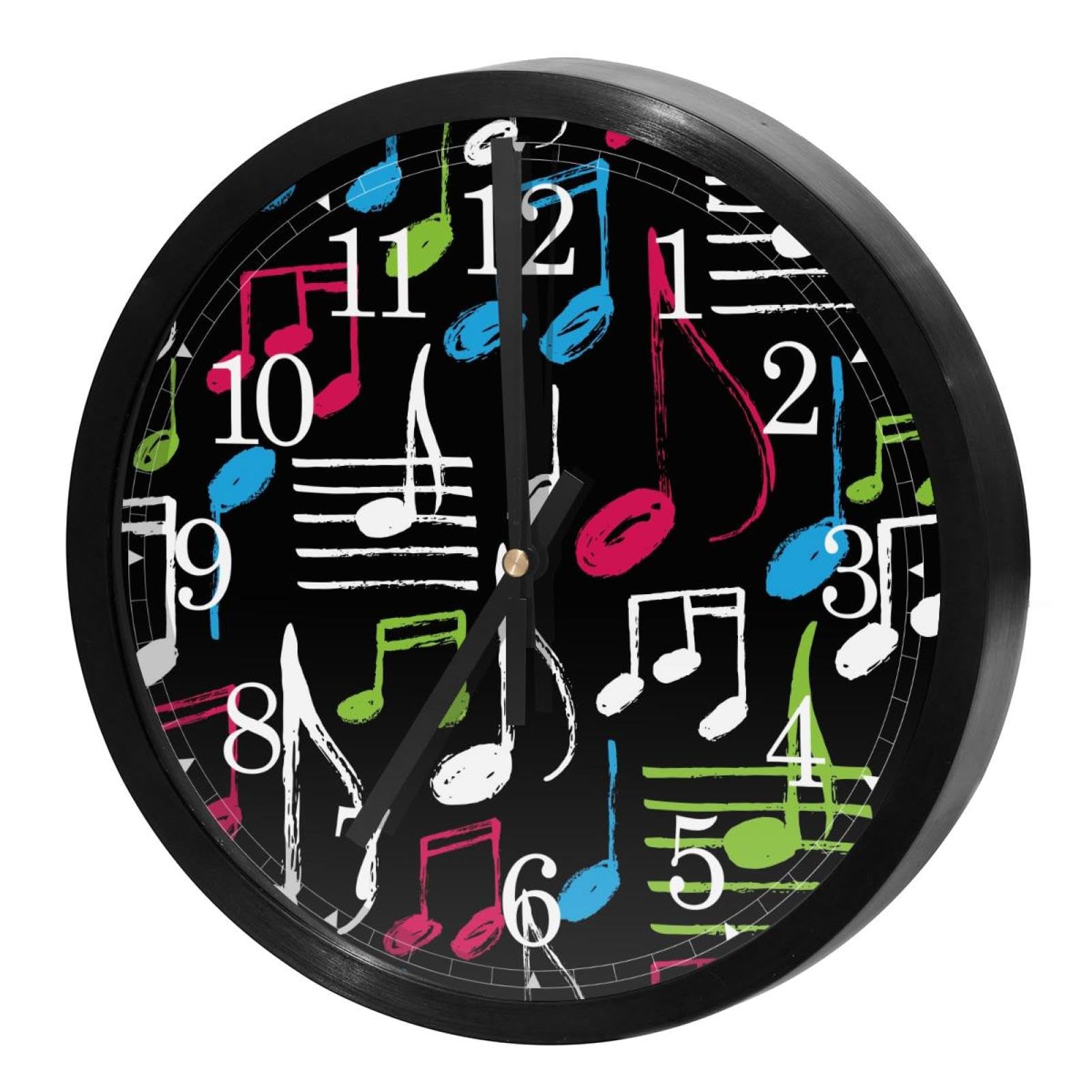 Horloge murale silencieuse à quartz notes de musique dessinées main pour le bureau