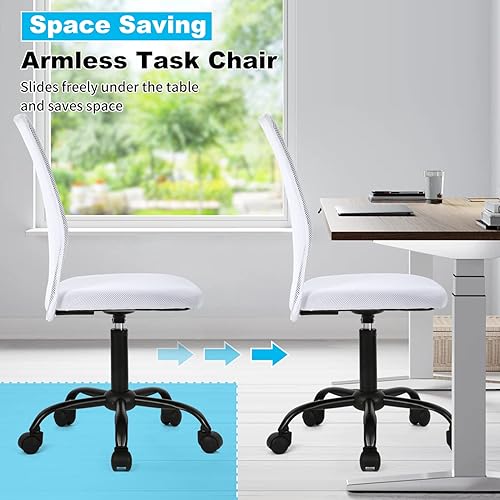 Miniatura 7 de Silla de oficina ergonómica sin brazos, silla de computadora de malla sin brazos, silla de trabajo de altura ajustable, silla giratoria con ruedas,