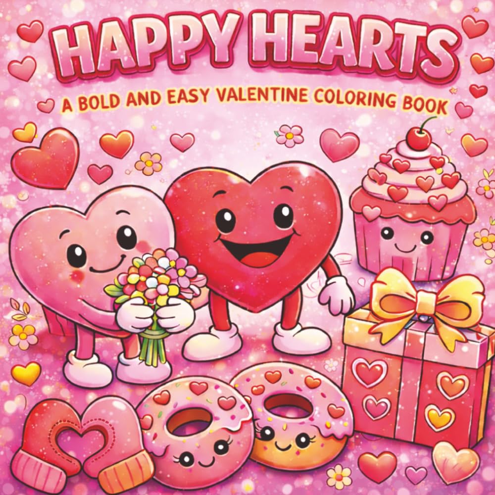 Happy Hearts: A Bold and Easy Valentine Coloring Book: Simple Pages for Relaxed, Happy Coloring (Ultimate Bold and Easy Coloring Books)