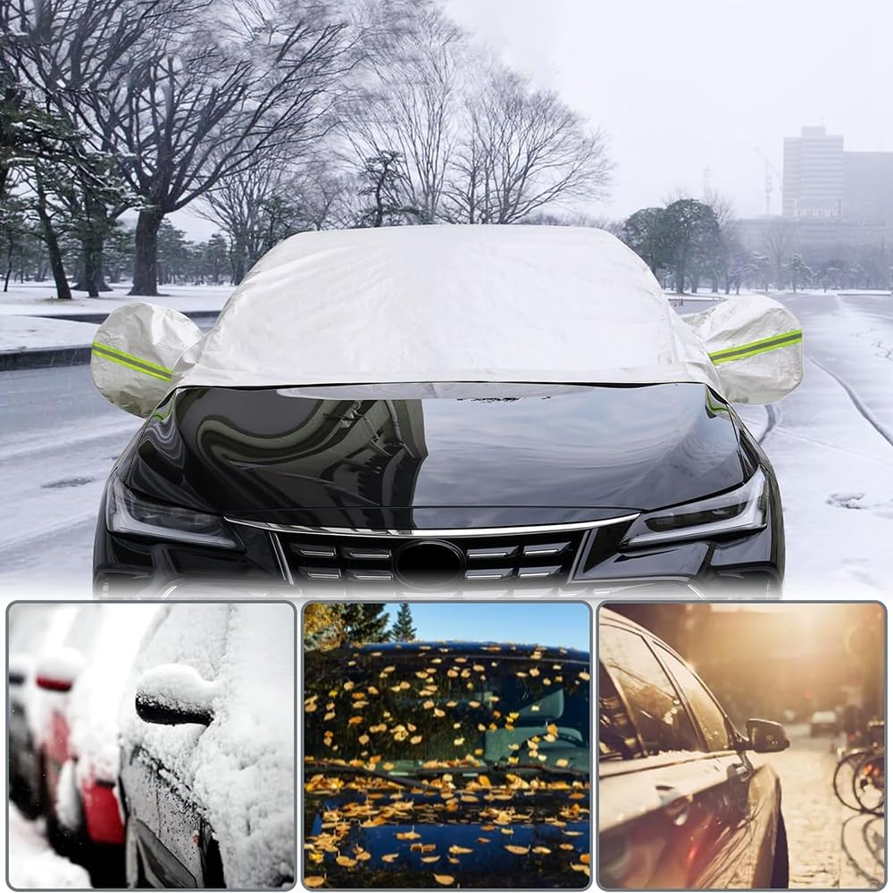 XIMINZ Half Car Cover for Sedan - Thin Lightweight Waterproof Sunshade Rain Snow Dust Outdoor Protector Top Cover — view 4
