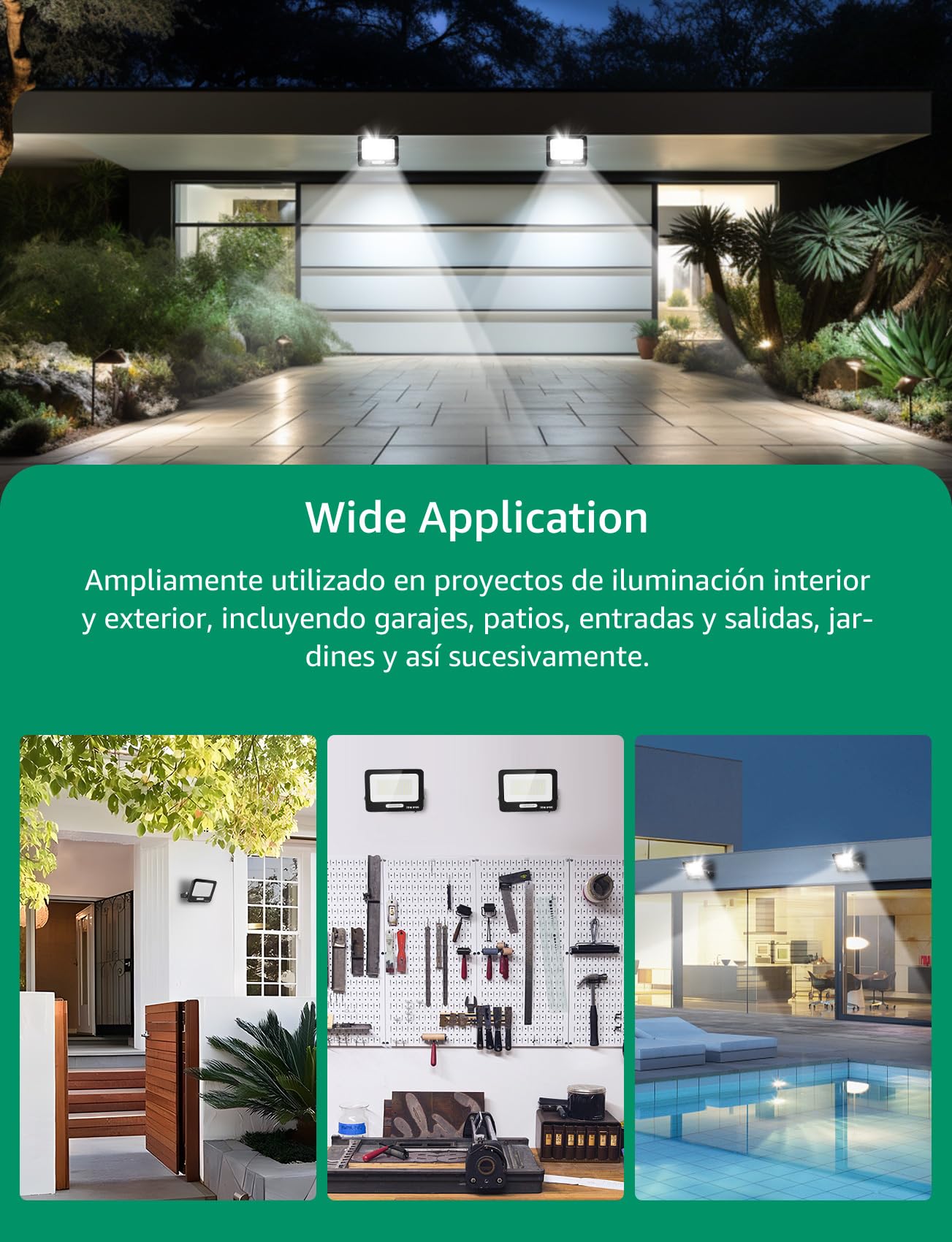 Aigostar Faretto LED da Esterno 70W 5670LM, Faretti LED Esterno Impermeabile IP65, 108 LEDS 6500K Bianca Fredda, per Giardino, Cortile, Garage, Pareti. 6 pezzi