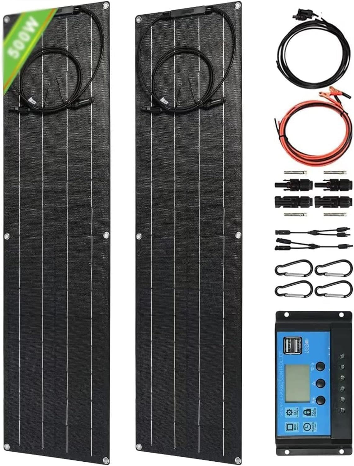 Pannello solare monocristallino da 500 W, 12 V fotovoltaico, energia solare off grid per camper, capannoni, camper, roulotte e barche, design compatto