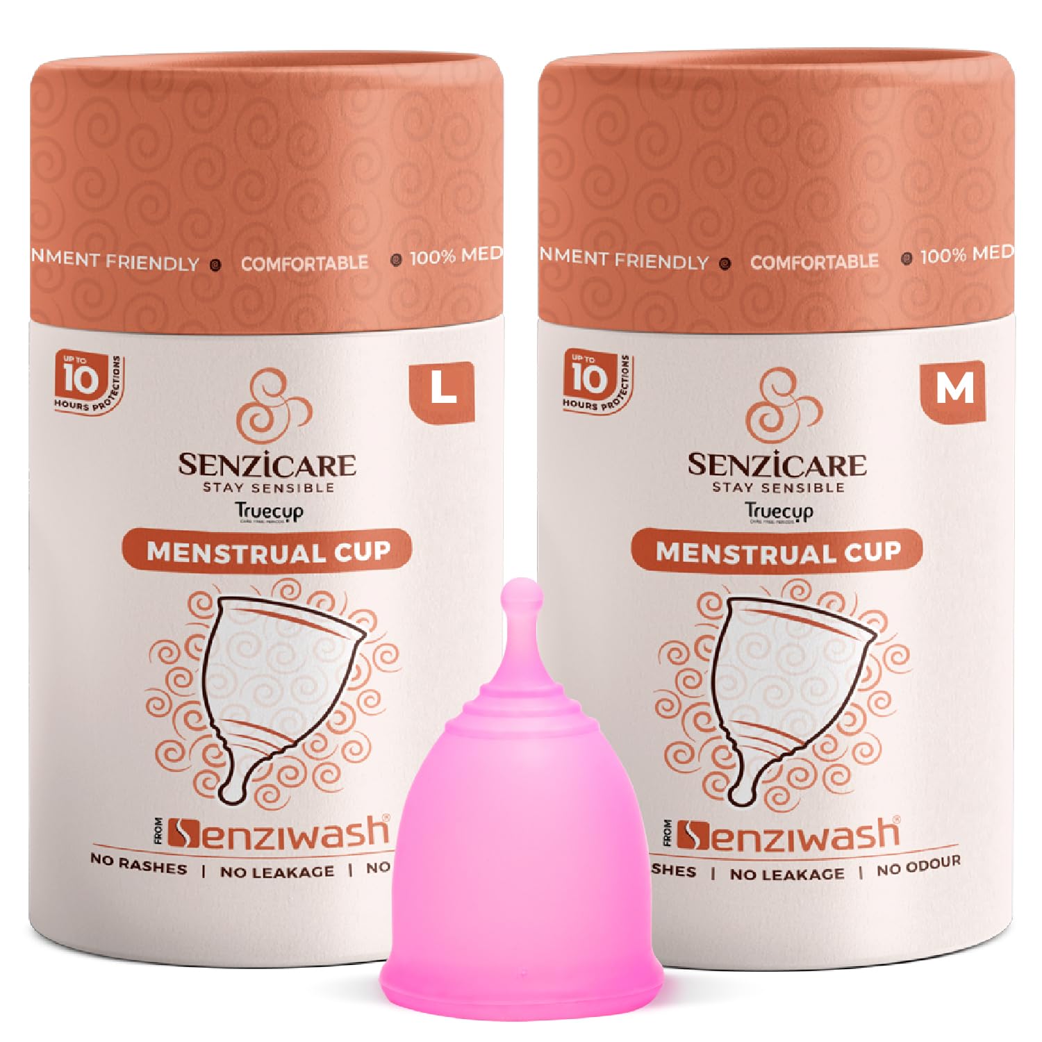Senzicare Truecup Reusable Menstrual Cup Combo for Women – Medium & Large Size (Pack of 2) | Soft Silicone Period Cups for Up to 10 Hours Leak‑Free Protection | No Rashes, Leakage or Odour | 100% Medical Grade, FDA‑Compliant Silicone
