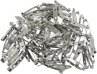 100피스 30mm 잠금 핀 안전 걸쇠 브로치, 실버 브로치 걸쇠 핀 안전 핀, 이름표/주얼리 제작 및 DIY 공예를 위한 신뢰할 수 있는 백 클래스프