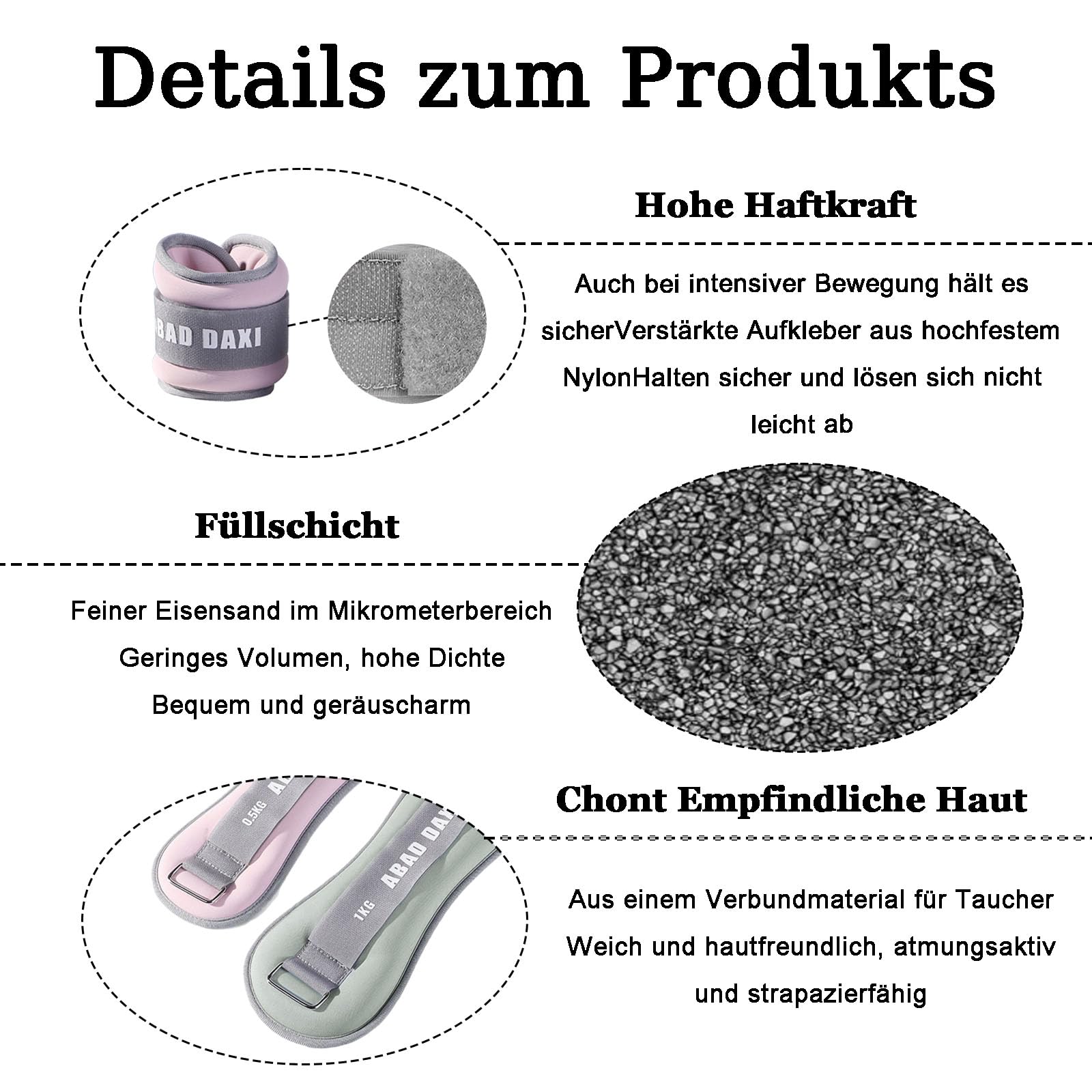 Gewichtsmanschetten, Handgelenkgewichtsmanschetten, 2er Set Verstellbare WeightsHandgelenk Gewichte, Gewichte für Beine und Arme, für Pilates, Yoga, Joggen