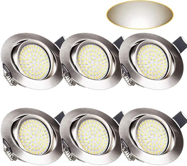 LED Recessed Ceiling Lights, Wenscha 6 Pack 3.5W LED Integrated Spotlights 400LM 230V Neutral White 4000K Downlights Ultra Slim Round Nickel Protection Rotatable for Living Room Bedroom Kitchen