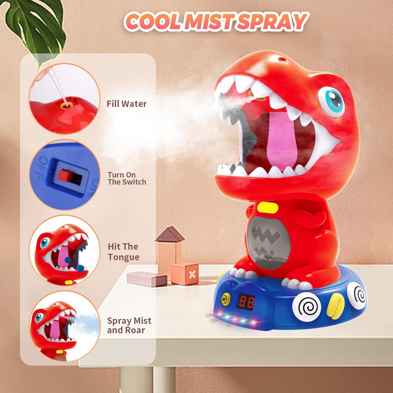 Movable Dinosaur Shooting Toys for 4 5 6 7 8 Year Old Boys Girls - Dinosaur Shooting Game with Score Record, Mist Spray, Light & Sound, Kids Christmas Birthday Gift - Image 4