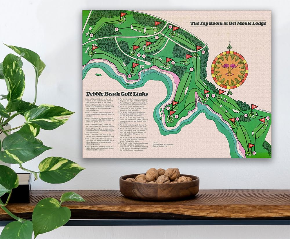 Amazon.com: 1970s Pebble Beach Golf Map - Vintage Golf Course