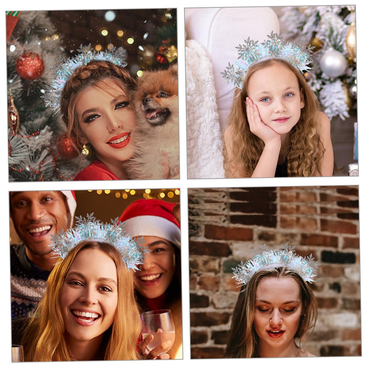 3pezzi Fascia Per Capelli Invernale Donna Fiocchi Di Accessori Per Capelli Natalizi Glitterati Per Feste e Occasioni Speciali