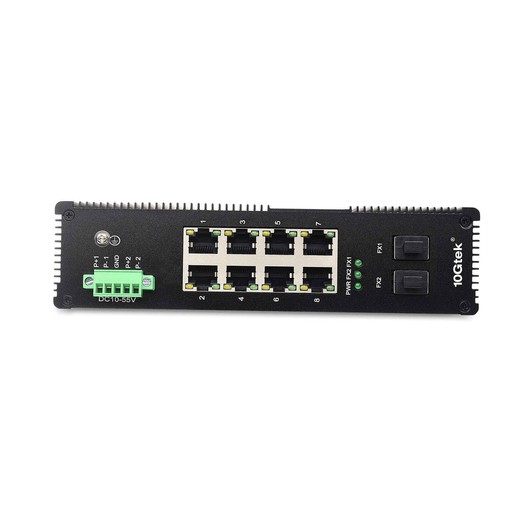 Industrial IP40, 10-portowy przełącznik Gigabit Ethernet, POE 802.3af/at (w/20-km SFP transceiver), G0208i-P08, uchwyt DIN-Rail Mount