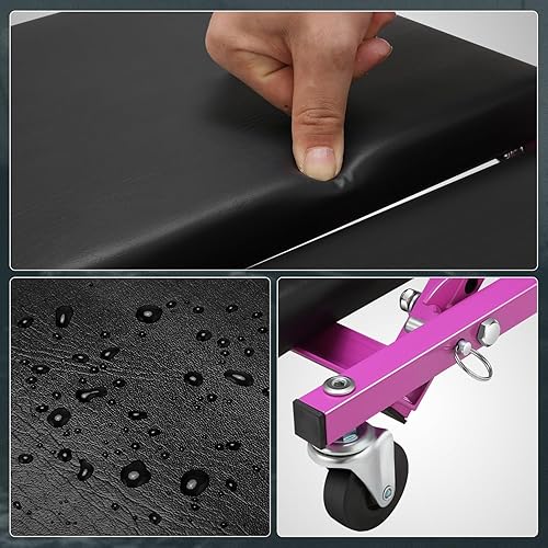 Miniatura 58 de DNA MOTORING TOOLS-00186 - Asiento plegable 2 en 1 de 40 pulgadas, 6 ruedas de 2 pulgadas, capacidad de peso de 330.7 lbs, color rojo