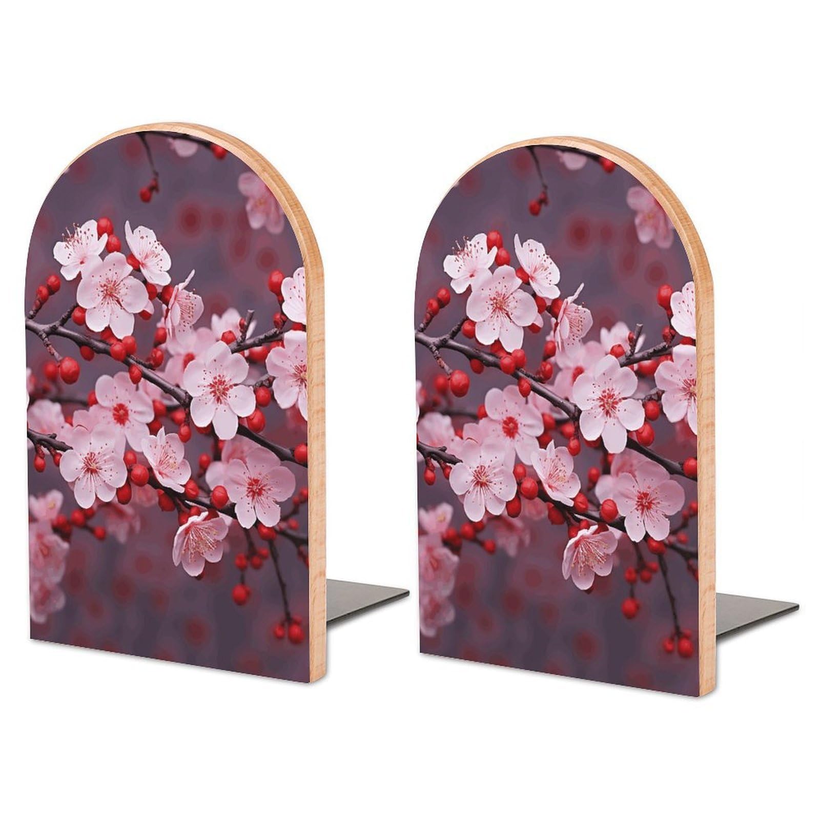 Serre-livres réglable extensible pour livres lourds étagère bureau bois prunier rose