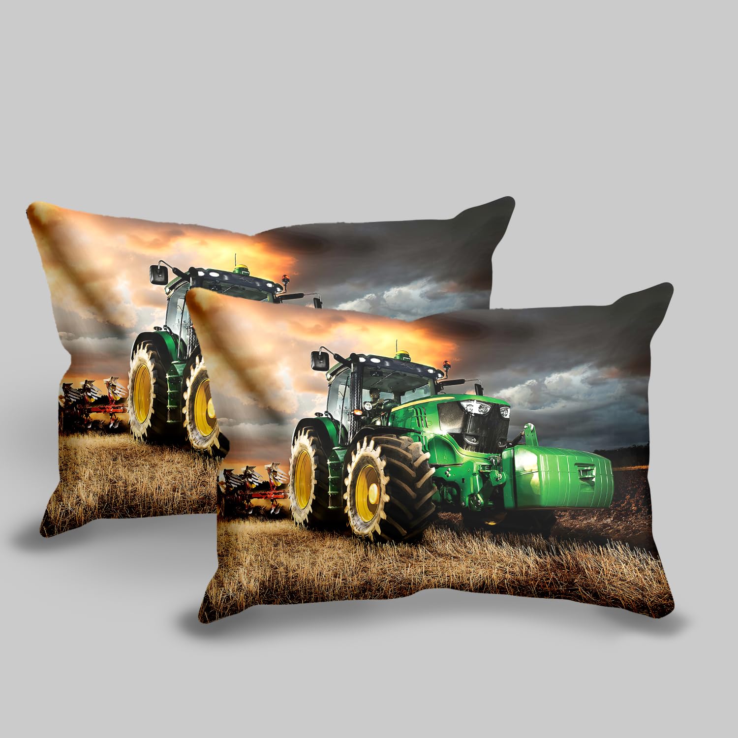 3D Traktor Bettwäsche Set 220 x 240 cm,Traktor Muster Bettbezug für Kinder Jungen,Weich und Bequem Mikrofaser 3 Stück Set mit Zip Verschluss
