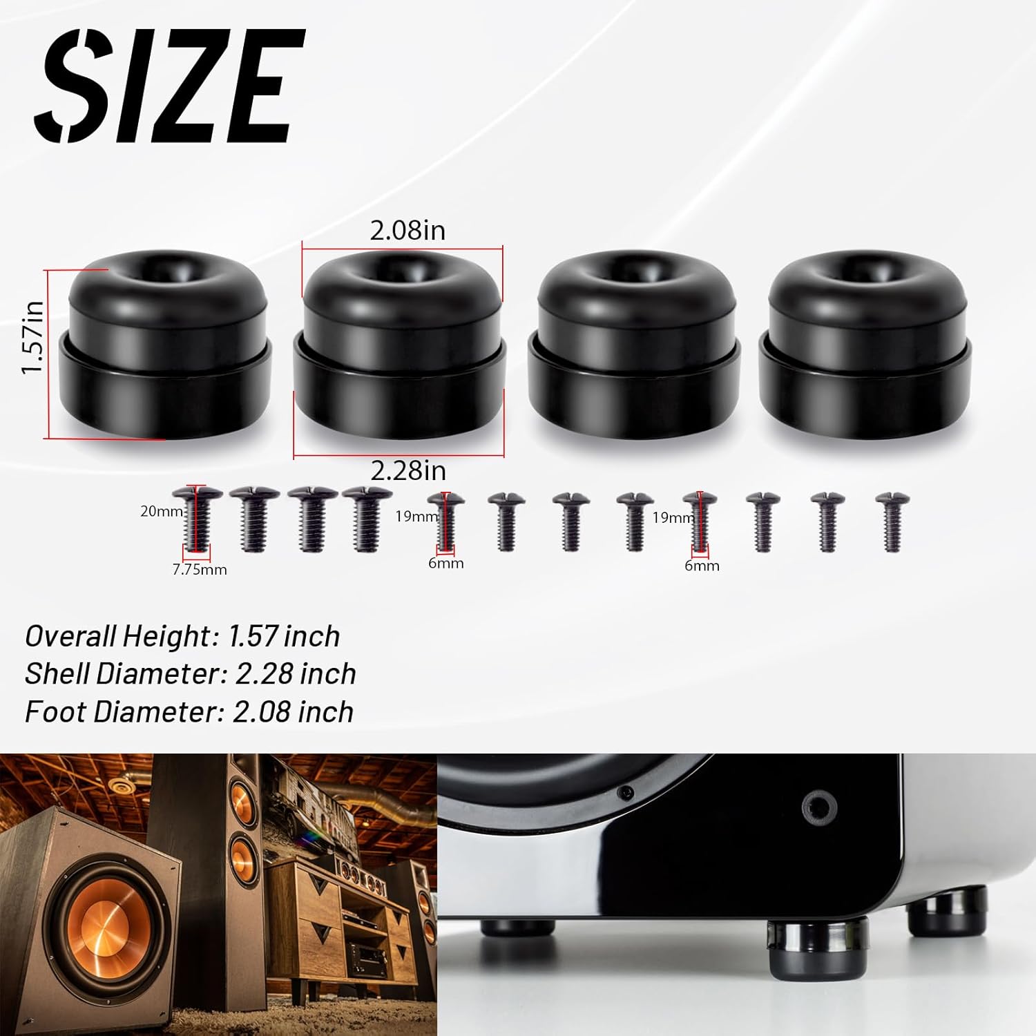 4Pcs Subwoofer Isolation System - Black, Wired, 1 Year Warranty, Anti-Vibration, Compatible with Nearly Every Subwoofer Brand and Model