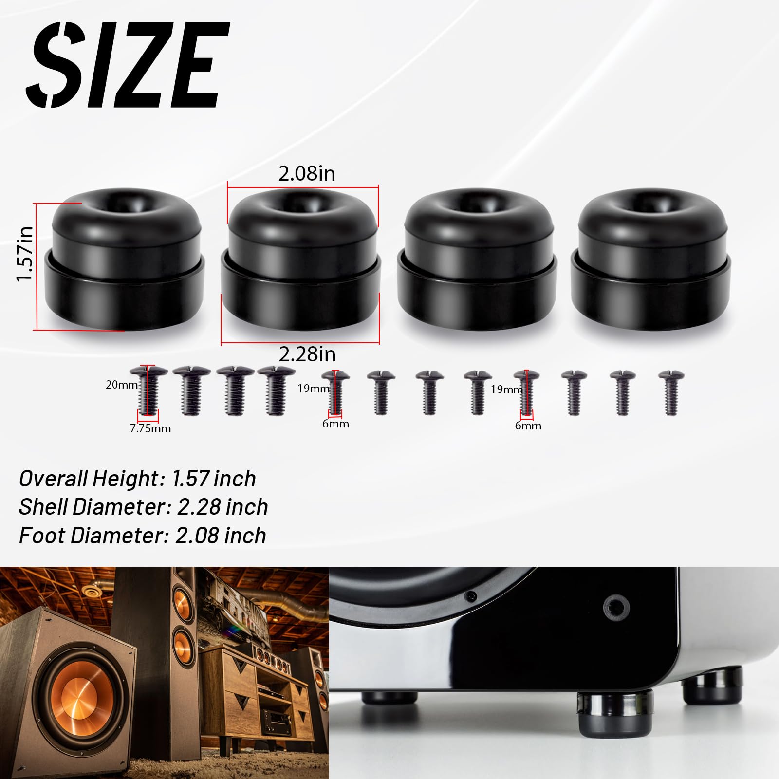 Subwoofer-Isolationspad, Subwoofer-Isolationssystem, kompatibel mit fast jeder Subwoofer-Marke und -modell (schwarz), 4 Stück