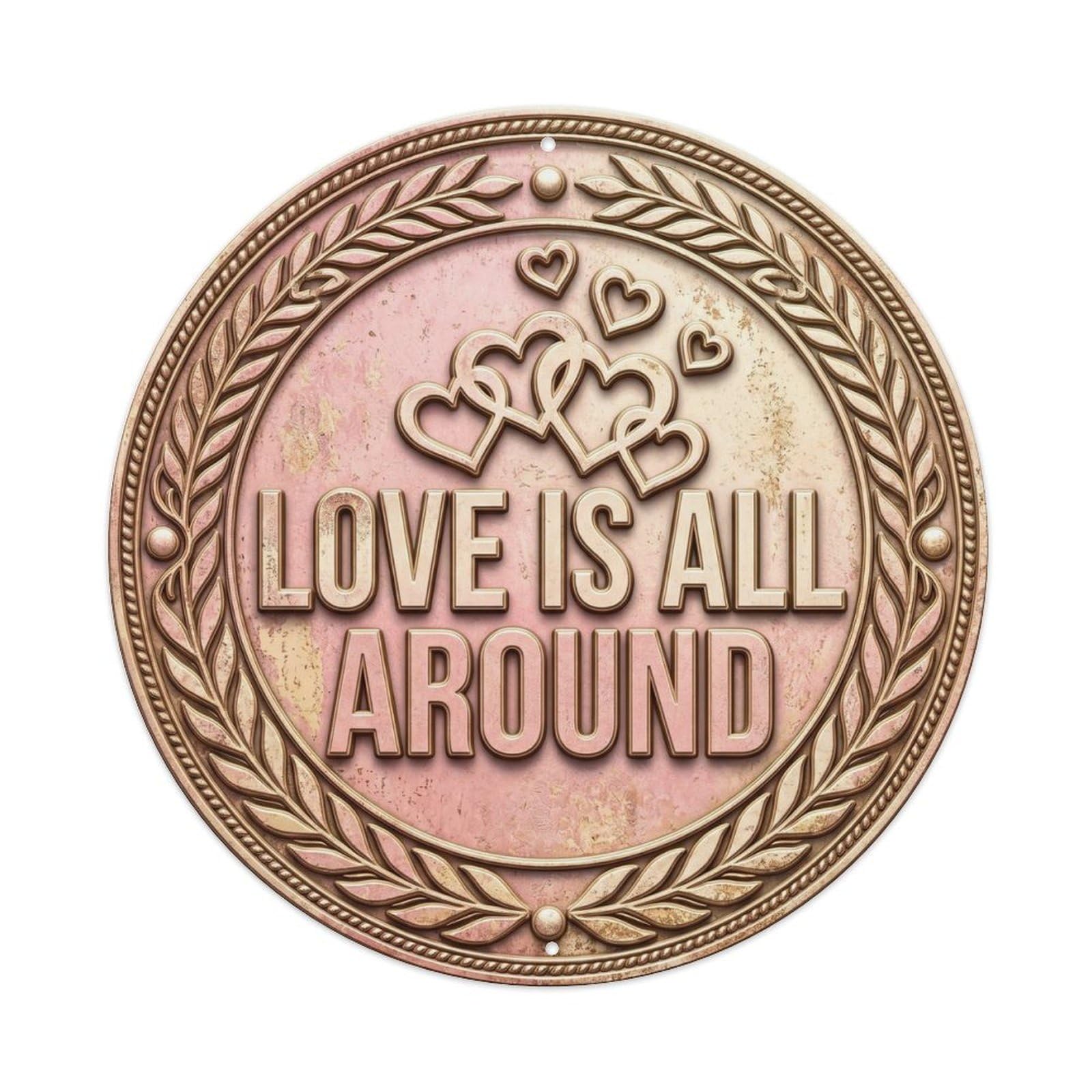 Love Is All Around Classic Bedroom Display Retro Slogans Metal Tin Sign
