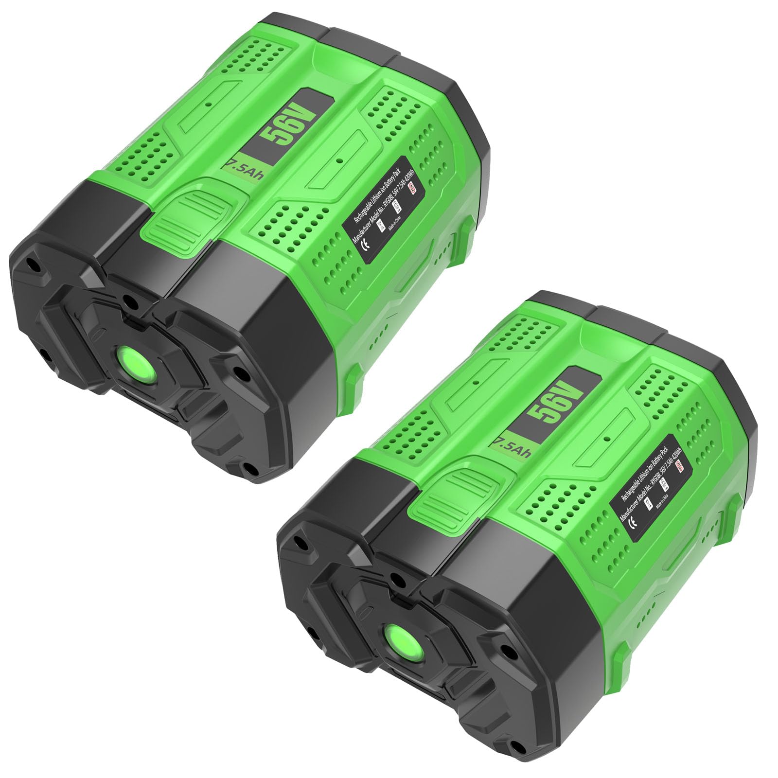 2 Packs Replacement for EGO 56V Battery 7.5Ah BA4200T BA4200(Green)