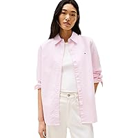 Tommy Hilfiger Donna Camicia Oxford Relaxed Fit, Multicolore (Classic Ithaca STP/Mid Pink)