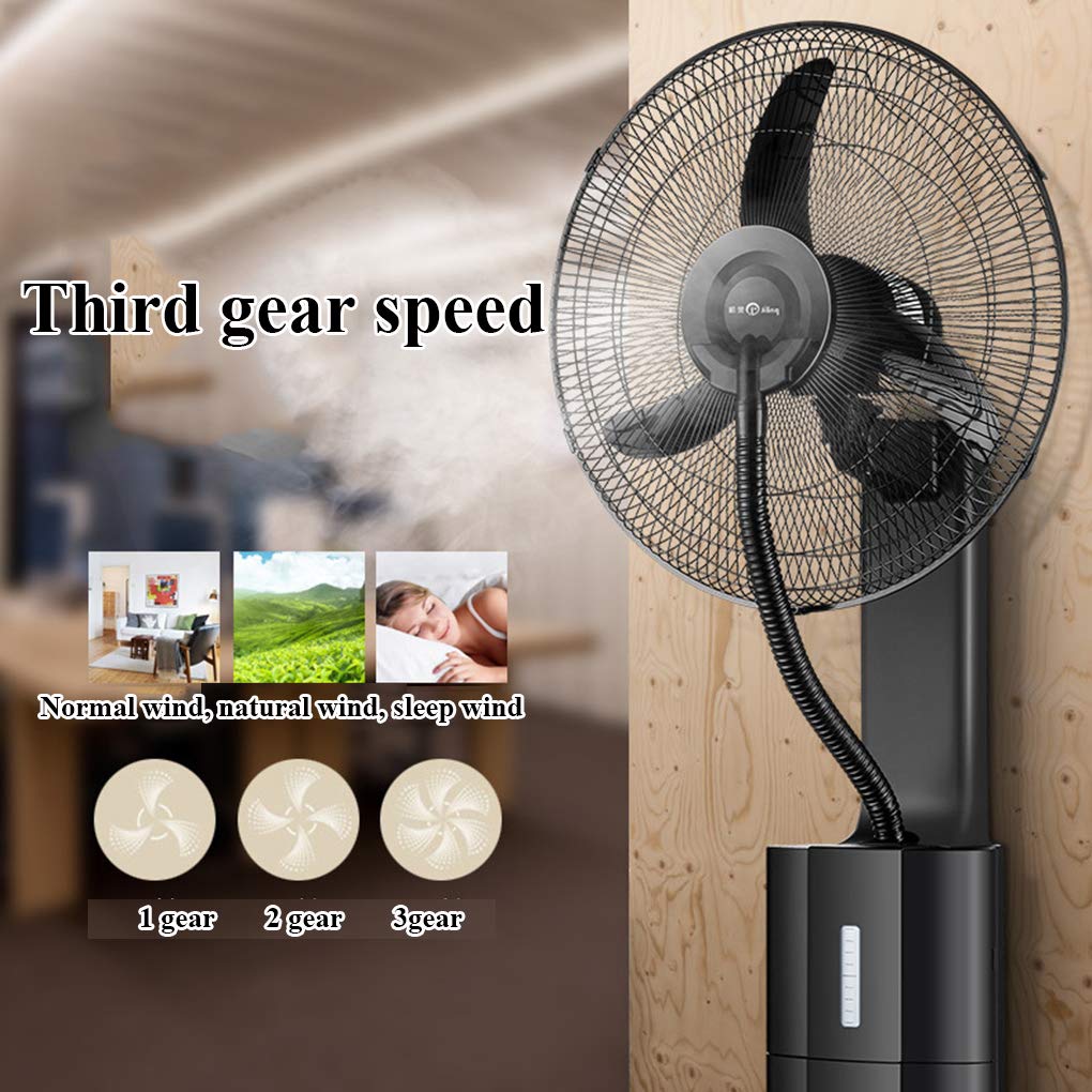 18 ″ Ventilador de Niebla oscilante de Montaje en Pared con Control Remoto con temporización incorporada de 7.5, Negro Cuenta con Ventilador de rociado, para Restaurante/Oficina