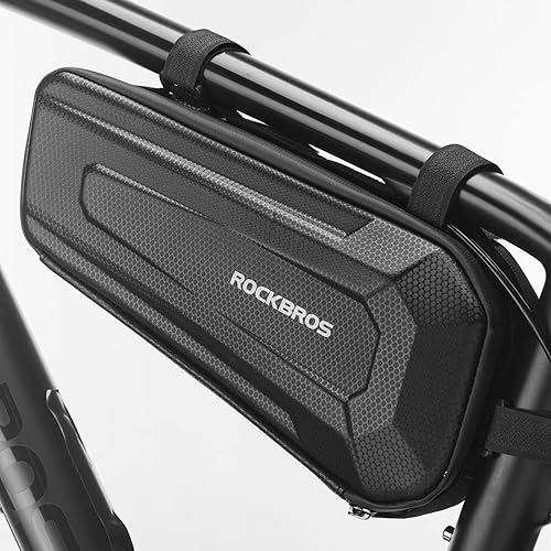 ROCKBROS Bolsa de marco de bicicleta Bolsa rígida EVA Bike Triangle Bag Bike Top Tube Bag 1.5L Capacidad