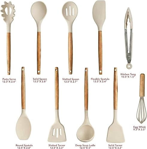 Miniatura 10 de OVENTE Juego de utensilios de cocina de silicona, 17 herramientas de cocina resistentes al calor para utensilios de cocina antiadherentes con mango