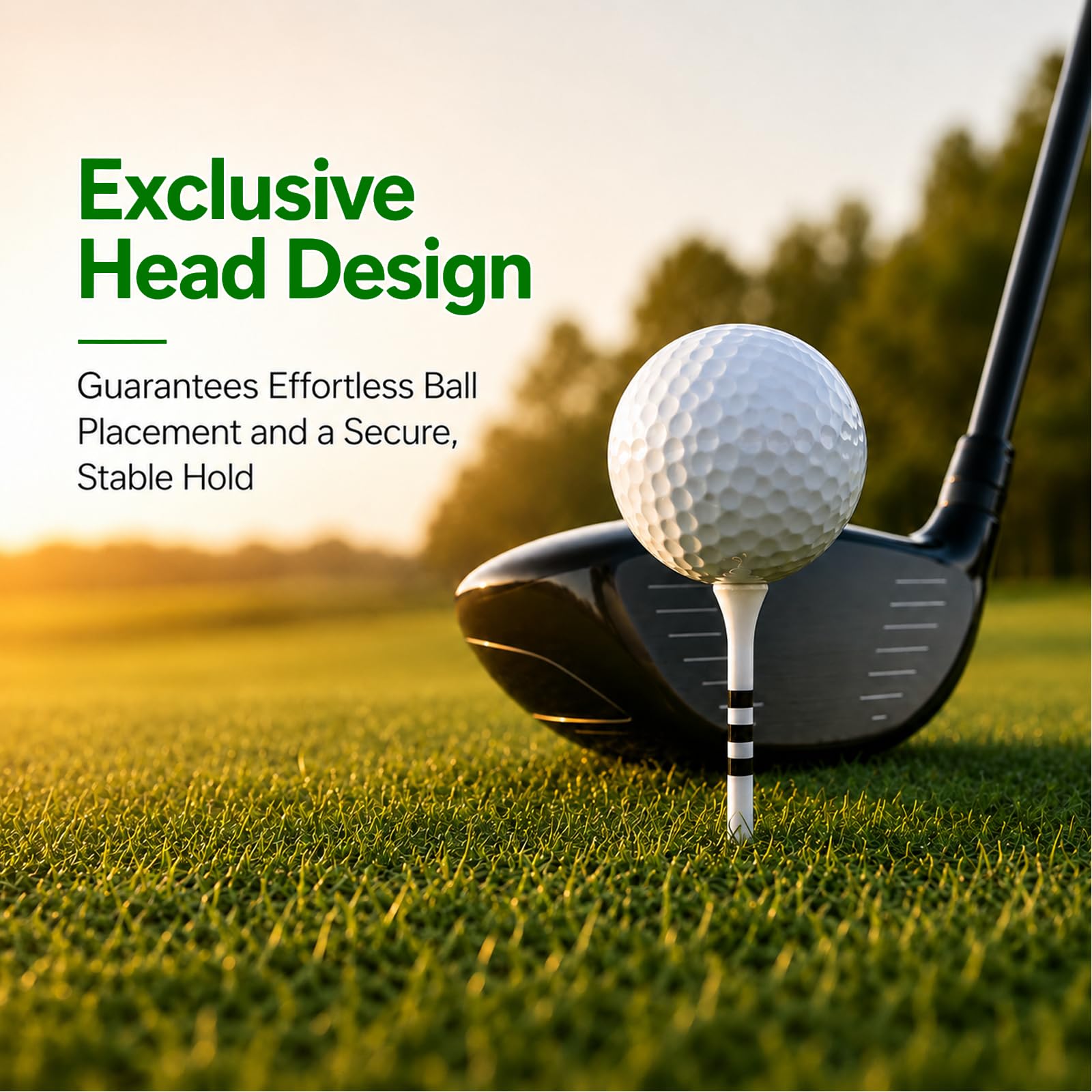 100 Bambus Golf Tees (83 mm) mit Höhenmarkierungssystem – biologisch abbaubar, langlebig & stabil – die Golf Tees für konstante Abschlaghöhe und höchste Präzision（ Weiß）