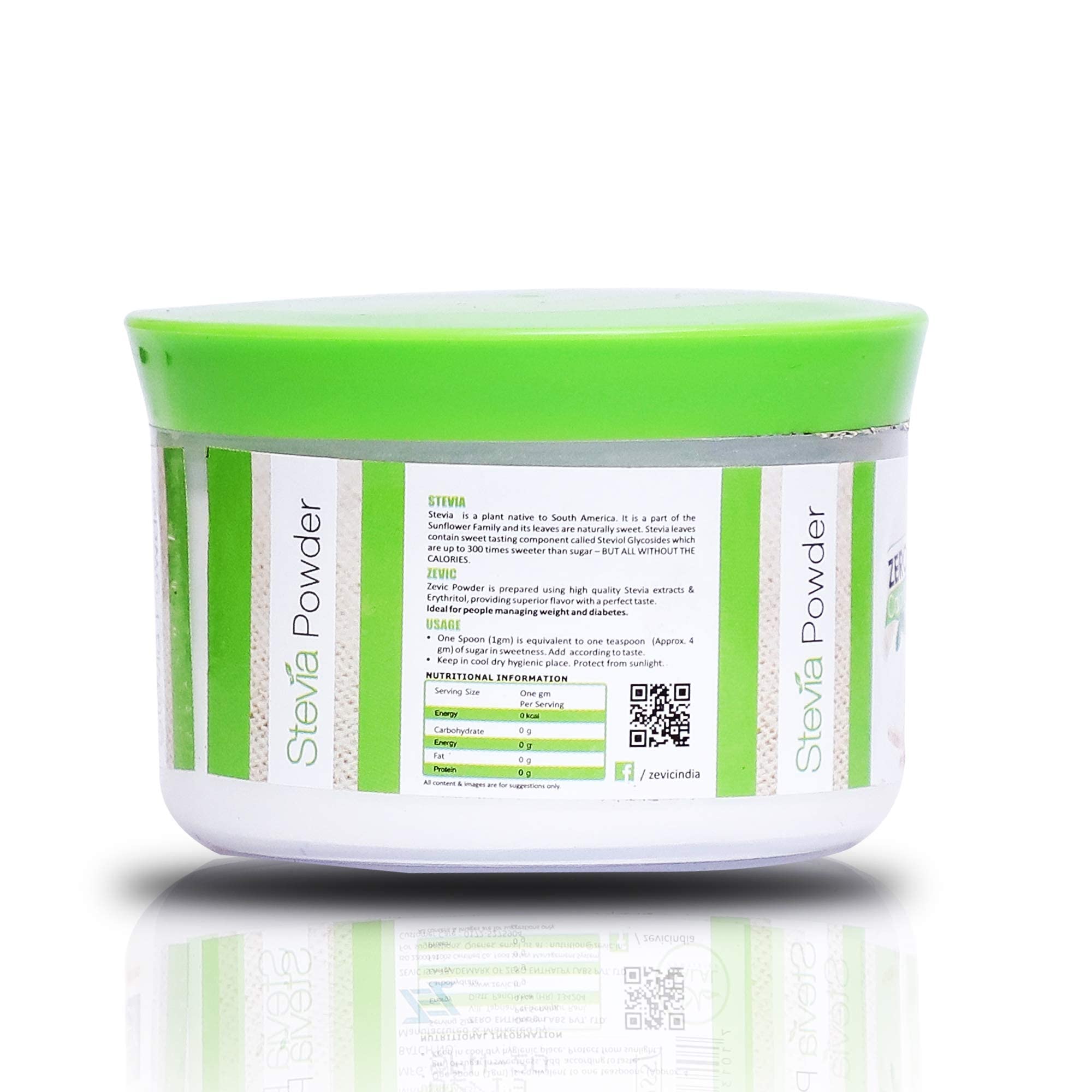 Zevic Stevia Sugar Free Powder | Zero Calories & Vegan | 100% Natural Sweetener Sugar Free White Powder | Keto & Diabetic Friendly - 100g 1