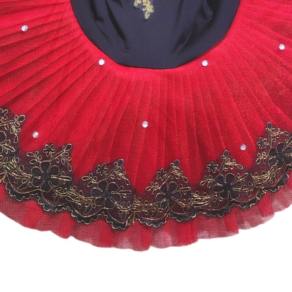 Ballett- Für Damen, Rot/schwarz, Schwanensee-ballettkostüm, Bestickt, Pailletten-, Tanzkleidung Für Mädchen