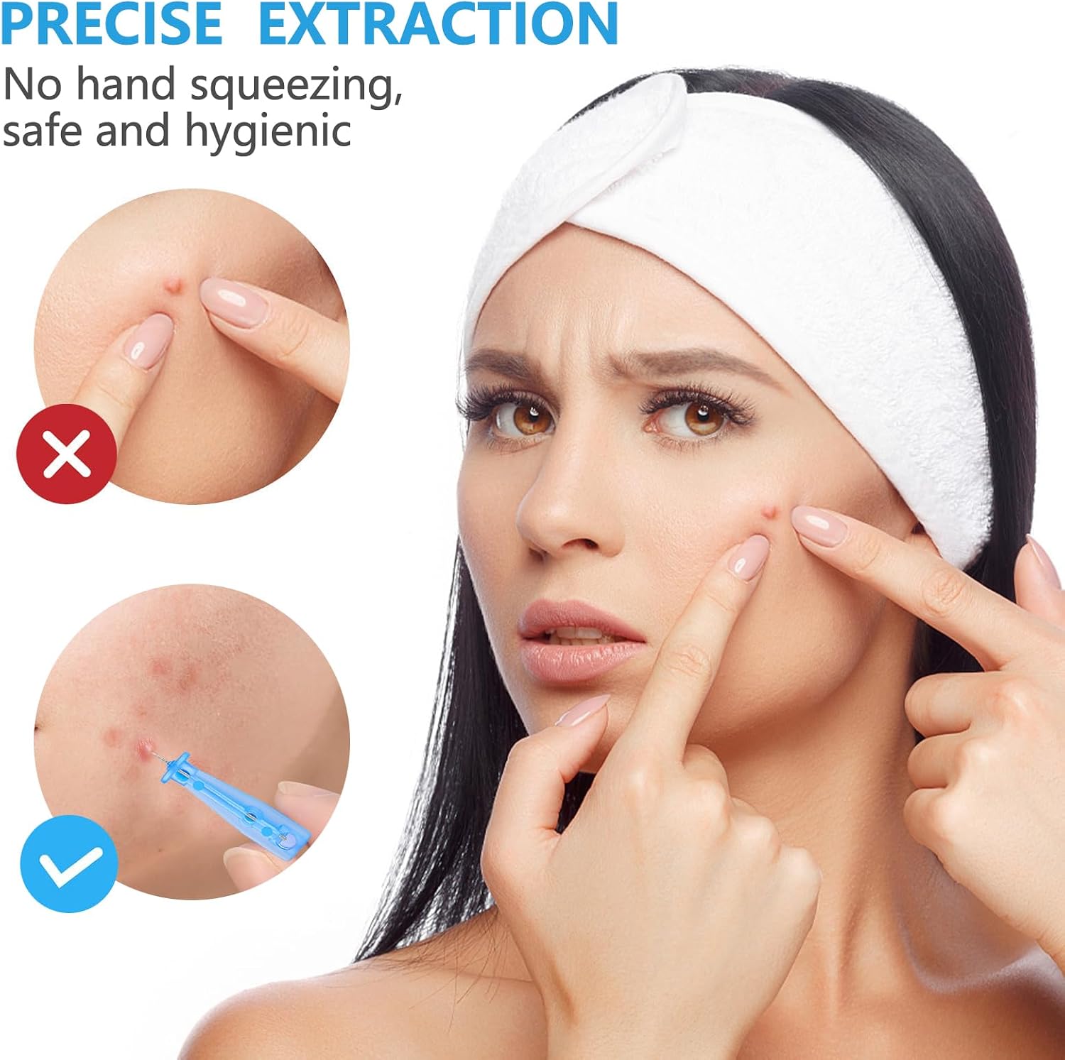 Sterile Needles for Pimples, 50 Pcs Disposable Sterile Pimple Needle and 72 Dots Acne Stickers, Pimple Popper Needle for Clear Skin, Acne Needles Tool for Milia Remover