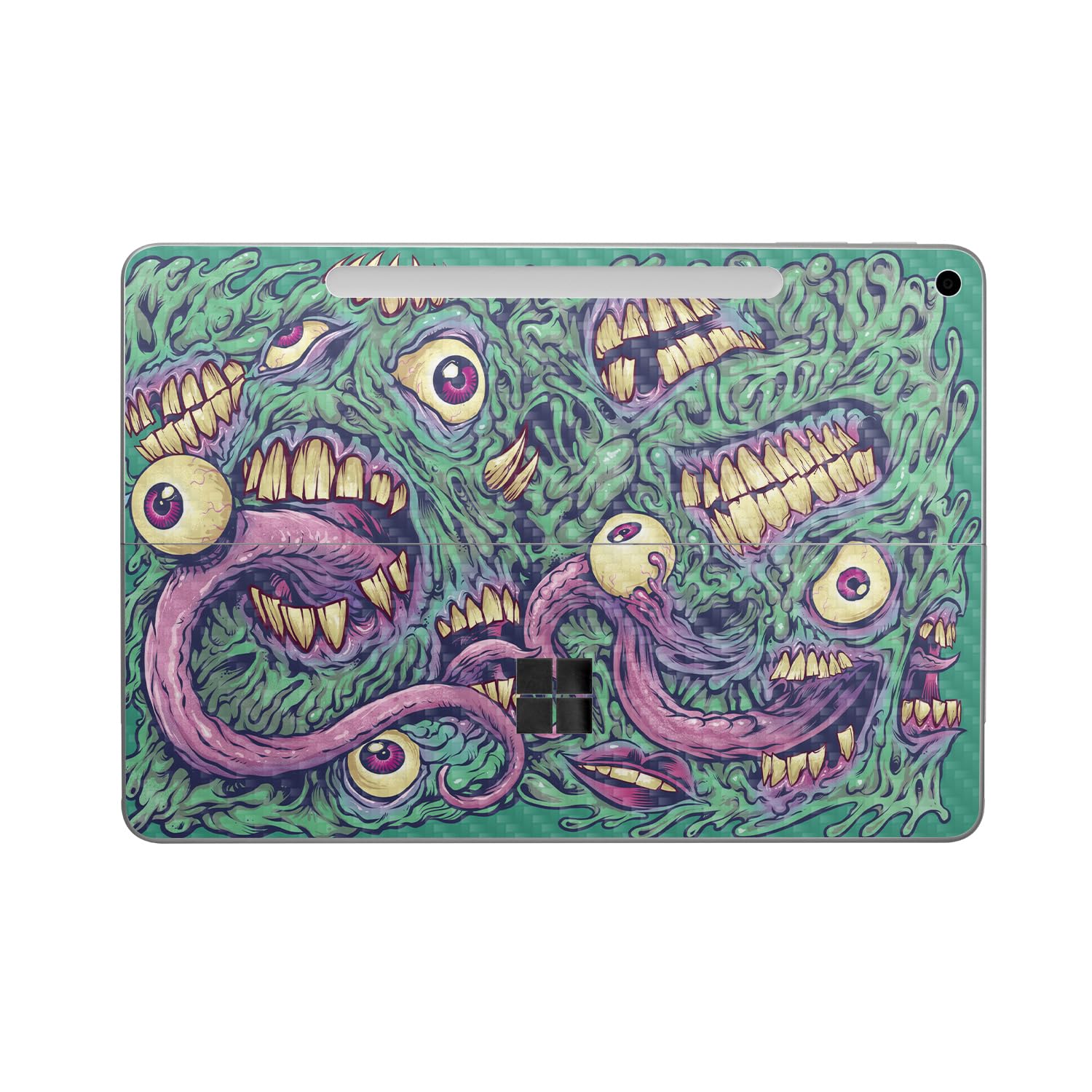Carbon Fiber Tablet Skin Compatible with Microsoft Surface Pro 12" (2025) - Eyes and Teeth - Premium 3M Vinyl Protective Wrap Decal Cover - Easy to Apply | Crafted in The USA by MightySkins