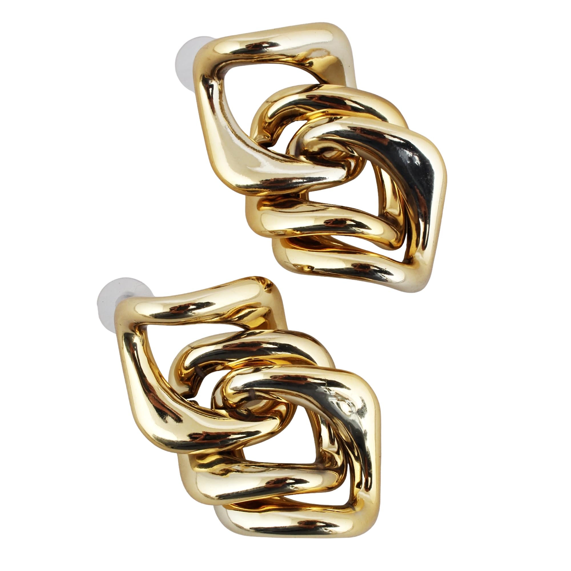 18k Plated Twisted Knot Square Dangle Earrings