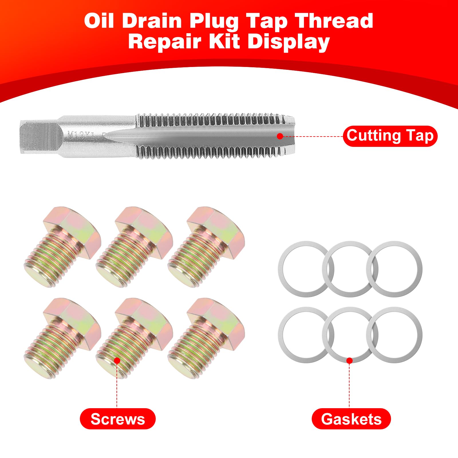 Tappo di scarico dell'olio Kit di riparazione filettatura M13 x 1,5 mm viti coppa olio Rethread strumento tappo di scarico dell'olio Kit di strumenti di riparazione filettatura