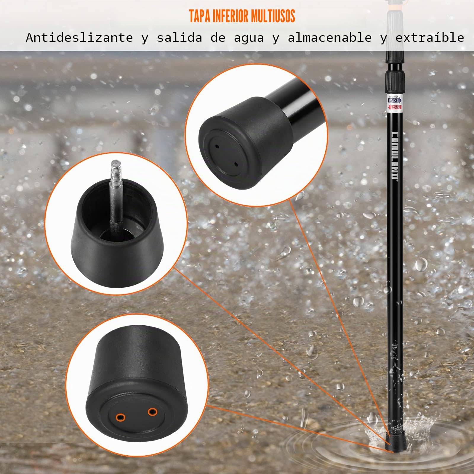 CAMULAND Barras Telescópicas para Tienda de Campaña - Ajustables, Resistentes al Agua y Viento, Portátil Ligero para Camping, Senderismo, Hamaca (2 Unidades)