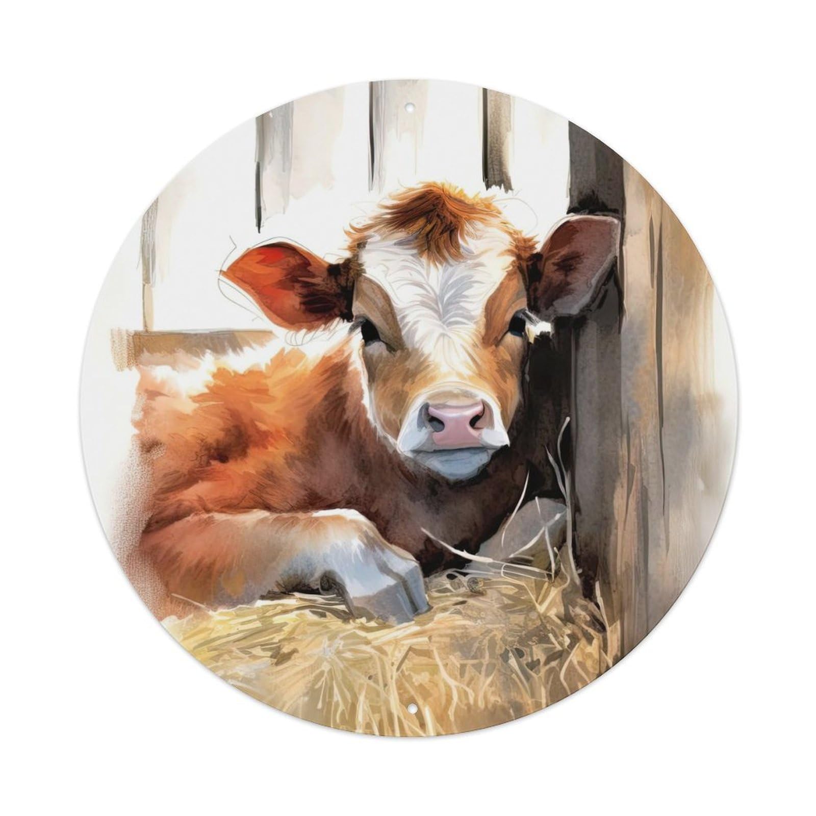 Animal Artwork Cute Cow Vintage Metal Tin Sign Plaque Wall Decor for Cafe, Club Bar, Office, Garden Metal Poster 8x8Inch