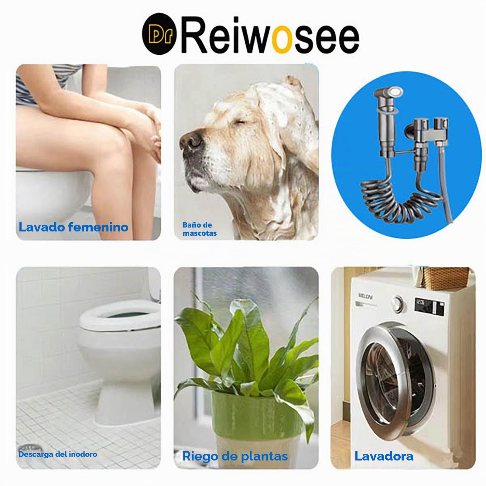 Juego de rociadores de bidé, ducha portátil, accesorio de bidé para inodoro del Reino Unido, ducha de bidé con manguera extensible de 2 m y pulverizador de válvula de control doble (Grey-T)