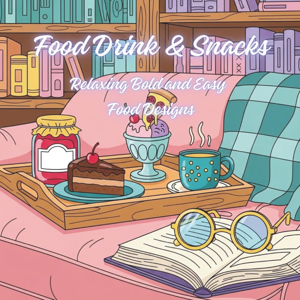 Food Drink & Snacks coloring book: Relaxing Bold and Easy Food Designs