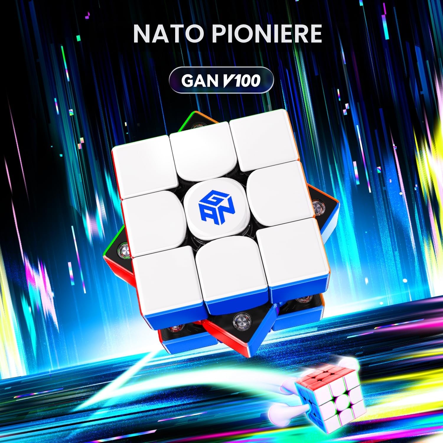 GAN V100 Maglev Cubo di Velocità Professionale 3x3 Speed Cube, Cubo Magnetico con 72 Magneti e Design Leggero da 64g, GAN Cube 355 Maglev è Perfetto per Giocatori con Mani Piccole e per Principianti.